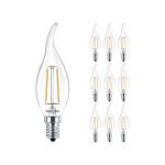 Confezione Multipack 10x Philips Corepro LED Candela E14 Piegato-tip Filamento Chiara 2W 250lm - 827 Bianco Molto Caldo | Sostitutiva 25W
