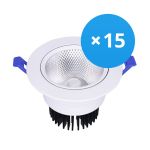 Confezione Multipack 15x Downlight LED Il Giro Inclinabile 15W 1200lm 60D - 930 Luce Calda -  | 135mm - Ritaglio 110mm - UGR <19