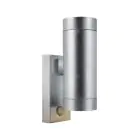 Nordlux Tin Luce Da Parete Metallo e Vetro Grigio Up & Down | 76mm - IP54 - Adatto per 2x GU10 - Sensore di Movimento e Luce